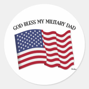 GOTT SEGNE MEINEN MILITÄRVATER mit US-Flagge Runder Aufkleber