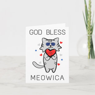 Gott segne Meowica Funny Patriotic America Cat Usa Karte