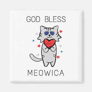 Gott segne Meowica Funny Patriotic America Cat Usa Magnet