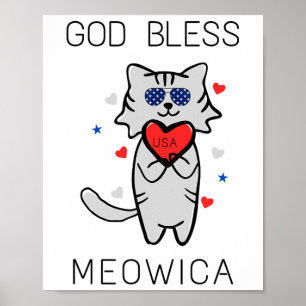 Gott segne Meowica Funny Patriotic America Cat Usa Poster