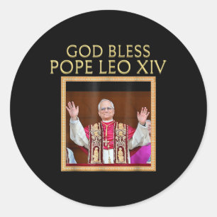 Gott segne Papst Leo Xiv Portrait Runder Aufkleber