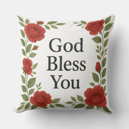 Gott segne Sie religiöse Rose floral Kissen