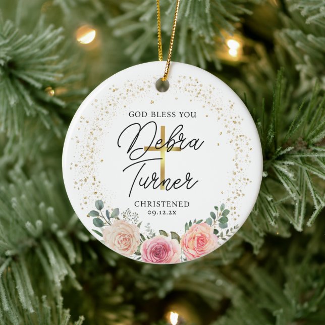 Gott segne Sie Taufe Weihnachten Keramik Ornament (Baum)