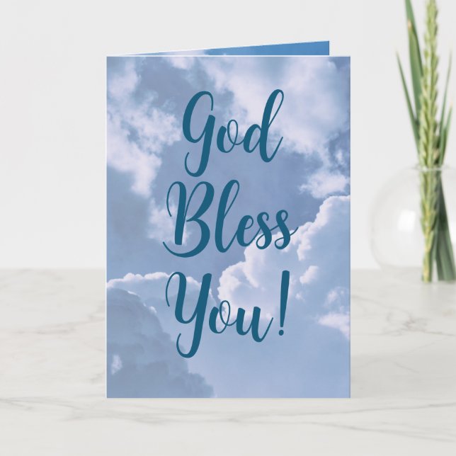 Gott segne Sie Wolken Blue Sky Religious Geburtsta Karte (Vorderseite)