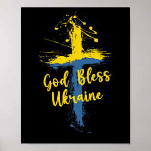 Gott segne Ukraine Kreuz Christliche Unterstützung Poster
