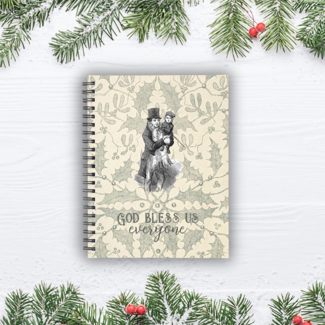 Gott segne uns alle Dickens Weihnachtskarte Notizbuch (Von Creator hochgeladen)