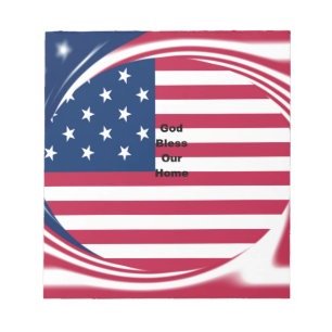 Gott segne unser Zuhause: USA-Flagge Swirl-Kunst Notizblock