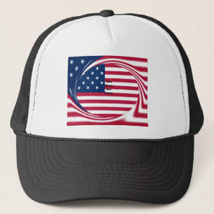 Gott segne unser Zuhause: USA-Flagge Swirl-Kunst Truckerkappe