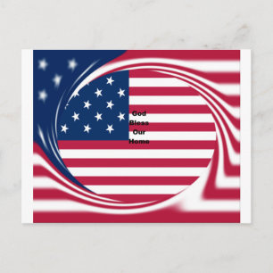 Gott segne unser Zuhause: USA-Flagge Wirbel-Kunst Postkarte