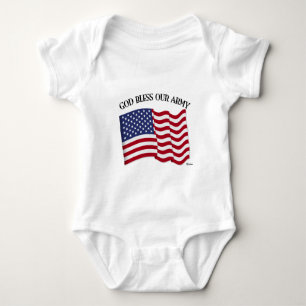 GOTT SEGNE UNSERE ARMY mit US-Flagge Baby Strampler