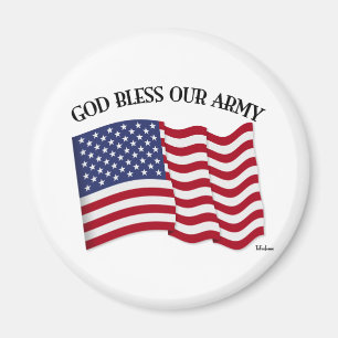 GOTT SEGNE UNSERE ARMY mit US-Flagge Magnet