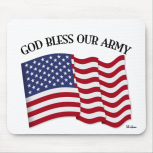 GOTT SEGNE UNSERE ARMY mit US-Flagge Mousepad