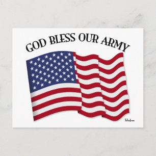 GOTT SEGNE UNSERE ARMY mit US-Flagge Postkarte
