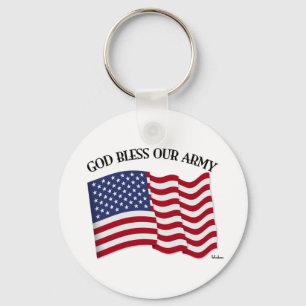GOTT SEGNE UNSERE ARMY mit US-Flagge Schlüsselanhänger