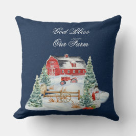 Gott segne unsere Farm Weihnachtslandschaft Kissen