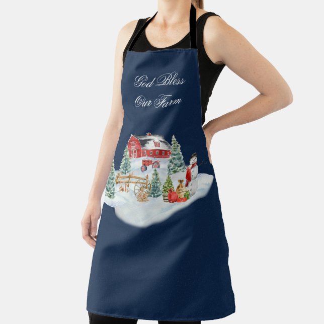Gott segne unsere Farm Weihnachtslandschaft Schürze (InSitu)