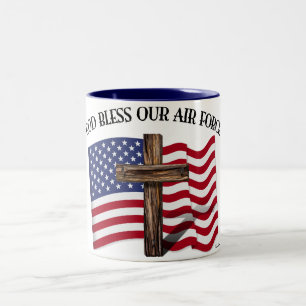 GOTT SEGNE UNSERE LUFTWAFFE mit robustem Kreuz, US Zweifarbige Tasse