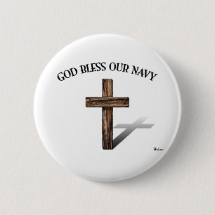GOTT SEGNE UNSERE MARINE mit rauem Kreuz Button