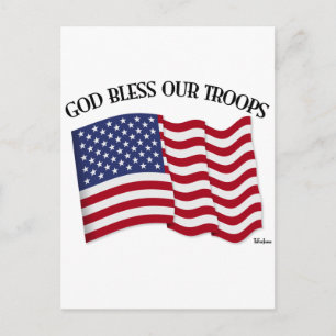 Gott segne unsere Truppen mit US-Flagge Postkarte
