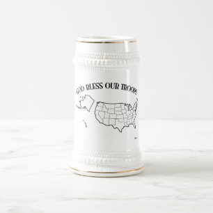 Gott segne unsere Truppen mit US-Grundriss Bierglas