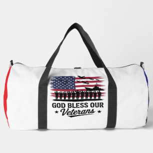 Gott segne unsere Veteranen Amerikanische Flagge Duffle Bag