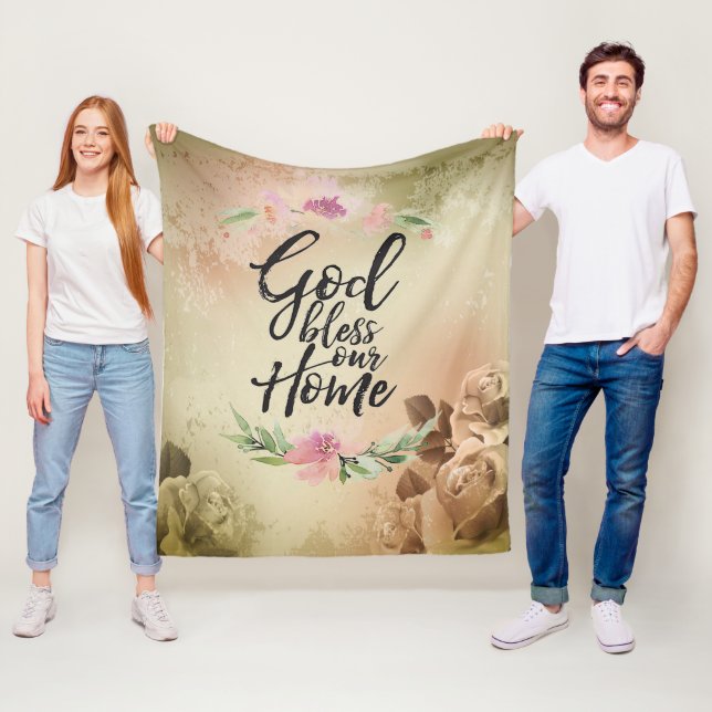 Gott segne unsere Zuhause Fleecedecke (Beispiel)