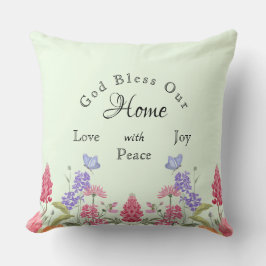 Gott segne unsere Zuhause Green Wildblume Familien Kissen