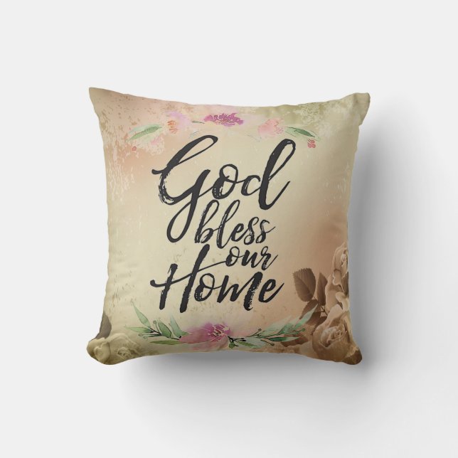 Gott segne unsere Zuhause Kissen (Vorderseite)
