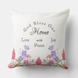 Gott segne unsere Zuhause White Wildblume Familien Kissen