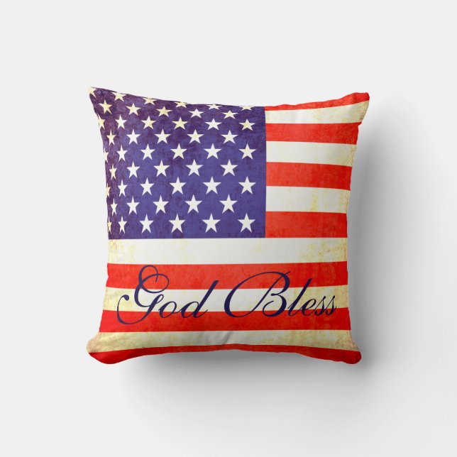 Gott segnen Amerika-Flaggenkissen Kissen (Vorderseite)