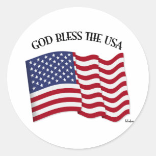 GOTT SEGNEN DIE USA mit US-Flagge Runder Aufkleber