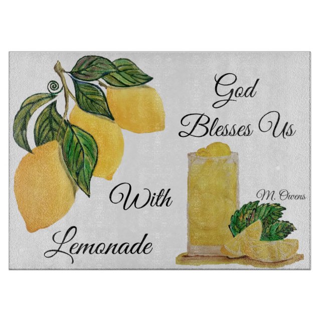 Gott segnet uns mit Lemonade Glas Cutting Board Schneidebrett (Vorderseite)