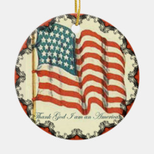 Gott sei Dank bin ich ein amerikanischer Flaggen-S Keramikornament