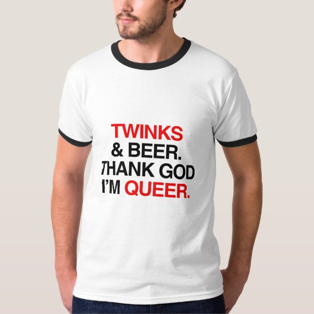 Gott sei Dank bin ich que (männlich) T-Shirt (Vorderseite)
