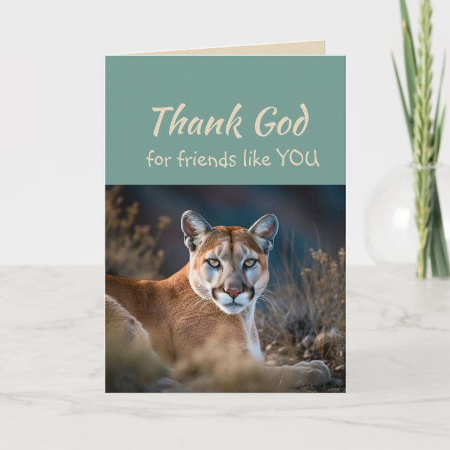 Gott sei Dank für Freunde wie Sie Cougar Dankeskarte (Vorderseite)