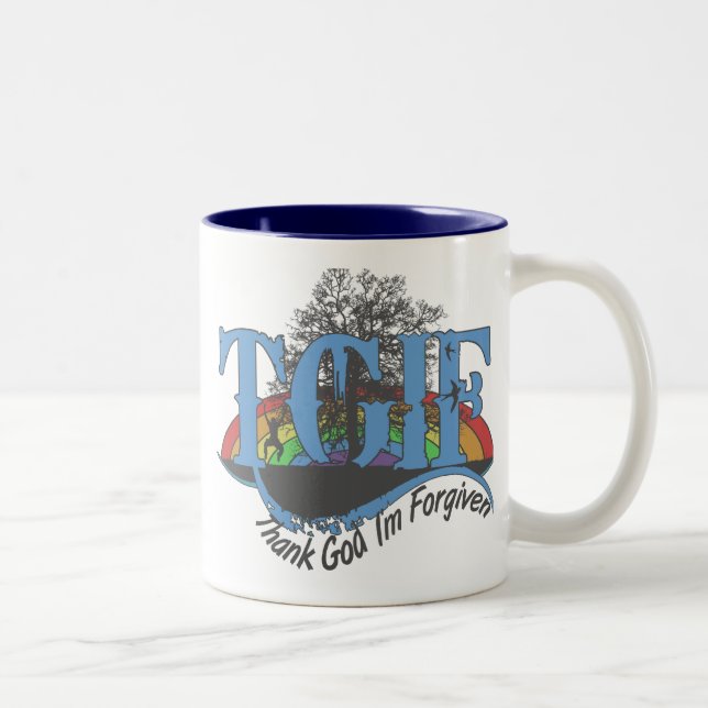 Gott sei Dank werde ich TGIF vergeben Zweifarbige Tasse (Rechts)