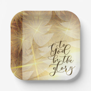 Gott sei der Glory Christmas Gold Trees Stars Pappteller