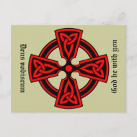 Gott sei mit dir Latein Celtic Cross Postcard