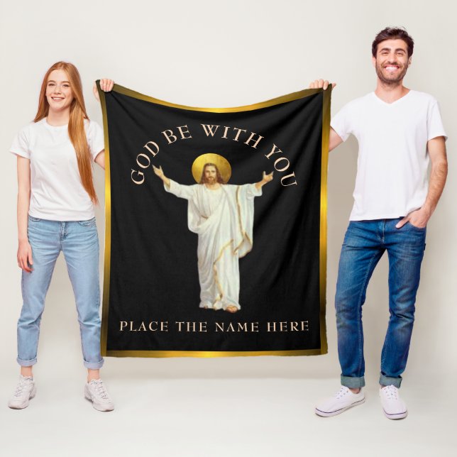 "GOTT SEIN MIT EUCH" Personalisiertes Geschenk trö Fleecedecke (Beispiel)