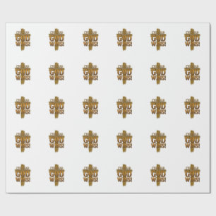Gott Siegt Christliches Vintage-Kreuz-Typografie-S Geschenkpapier