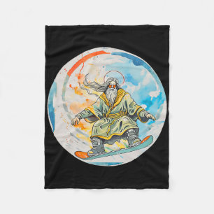 Gott Snowboarden mit Jesus Christus Gebet Lord Chu Fleecedecke