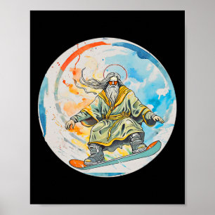 Gott Snowboarden mit Jesus Christus Gebet Lord Chu Poster