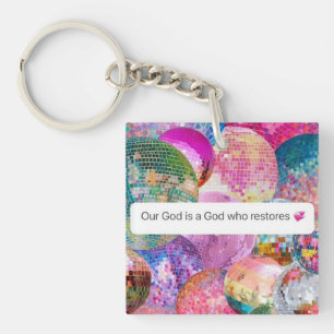 Gott stellt christlichen Glauben Disco-Kugel wiede Schlüsselanhänger