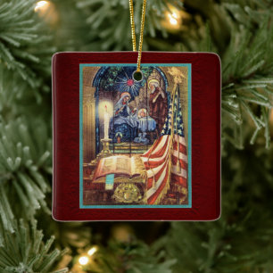 Gott und Vaterland Patriotisches Weihnachten Keramikornament