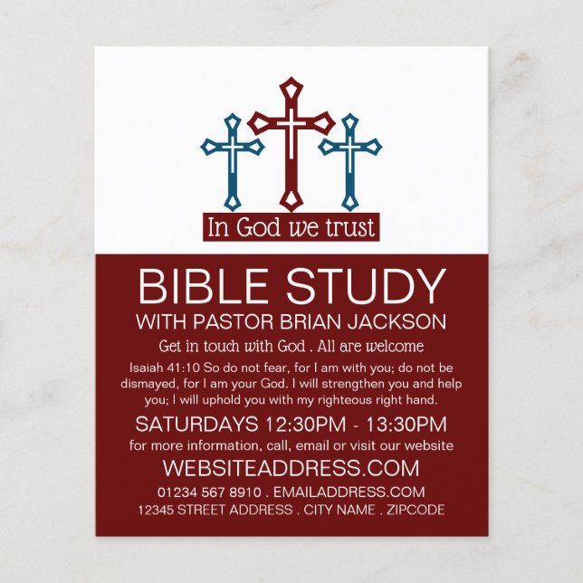 Gott vertrauen wir, Crucifix, Christliche Bibelkla Flyer (Vorne)