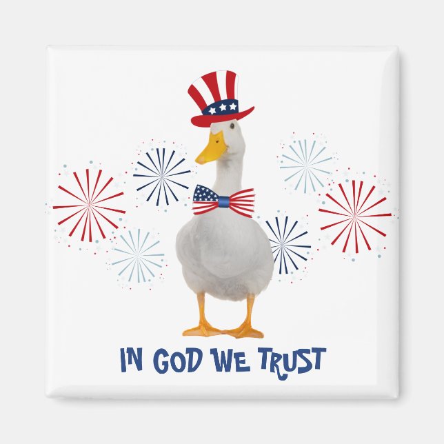 Gott vertrauen wir dem Patriotischen Enten Magnet (Vorne)