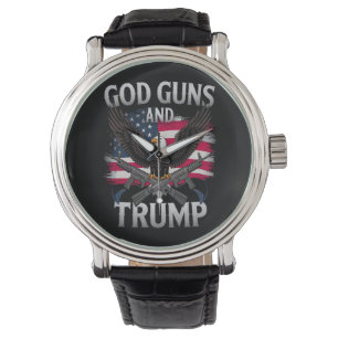 Gott Waffen Und Trump Adler Amerikanische Flagge V Armbanduhr