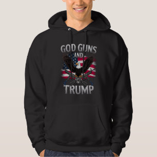 Gott Waffen Und Trump Adler Amerikanische Flagge V Hoodie
