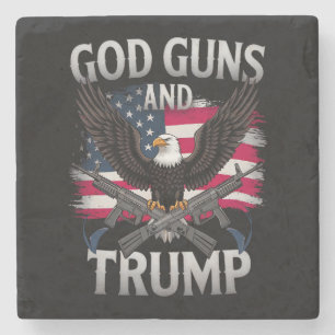 Gott Waffen Und Trump Adler Amerikanische Flagge V Steinuntersetzer