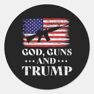 Gott Waffen und Trump Runder Aufkleber